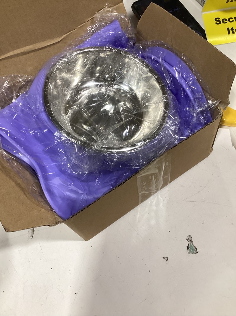 Condition photo showing Good Condition for Hubulk Pet Dog Bowls 2 Stainless Steel Dog Bowl with No Spill Non-Skid Silicone Mat + Pet Food Scoop Water and Food Feeder Bowls for Feeding Small Medium Large Dogs Cats Puppies (Small, Purple) Small Purple