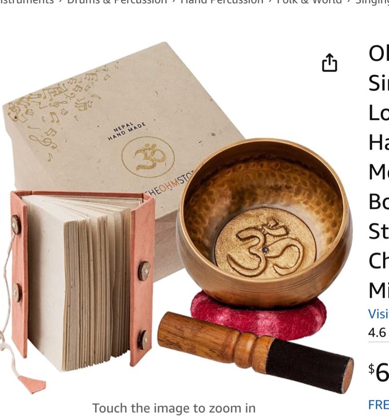 ohm store tibetan singing bowl and lokta journal set — handcrafted nepali meditation sound bowl self care gift for stress relief, spiritual chakra healing, and mindfulness