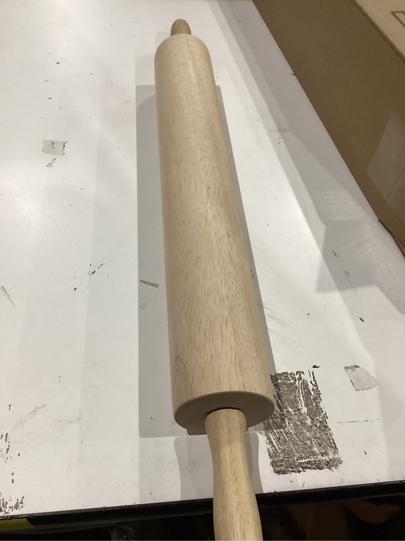 Condition photo showing As Is for winco winware 18-inch wood rolling pins 18 inch wood
