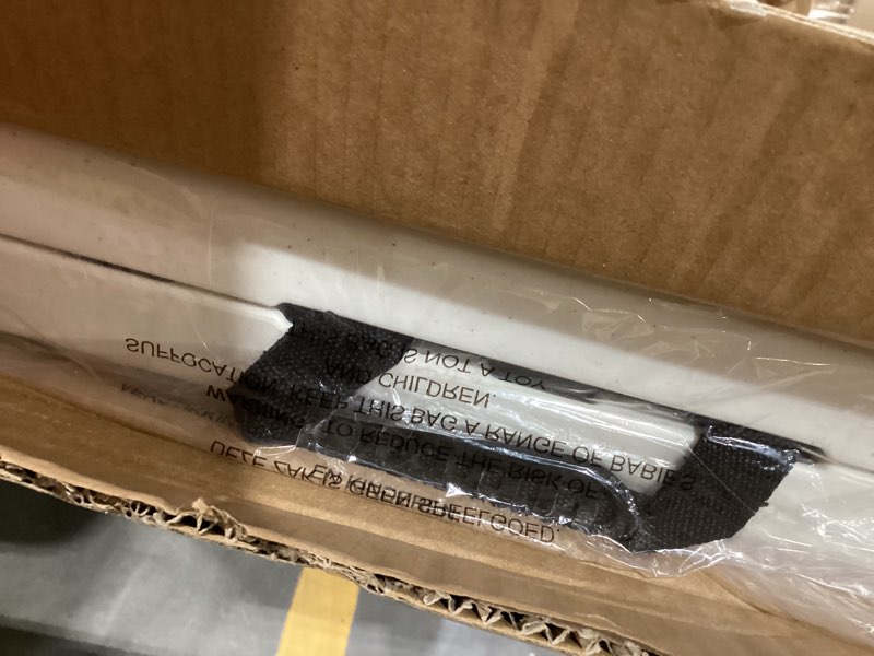 Condition photo showing As Is for Folding Table 4 Foot Portable Heavy Duty Plastic Fold-in-Half Utility Table Small Indoor Outdoor Adjustable Height Folding with Carrying Handle, Camping and Party,White | Portable, Heavy Duty, Fold-in-Half, Indoor Outdoor, Adjustable Height, Folding