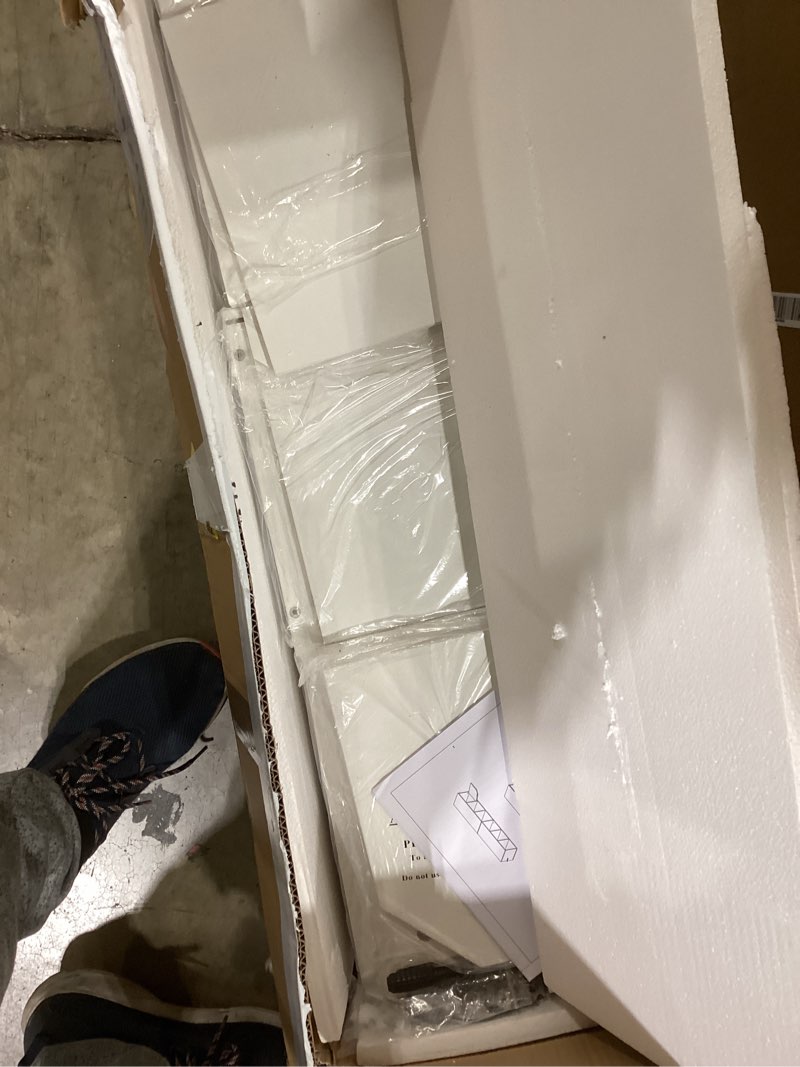 Condition photo showing Good Condition for ibuyke 6 tier narrow bookcase with doors, cube cd dvd storage cabinet,slim media tower rack,cabinet,white bookcase display storage shelves for small spaces,for home office white uwbc001w wood white