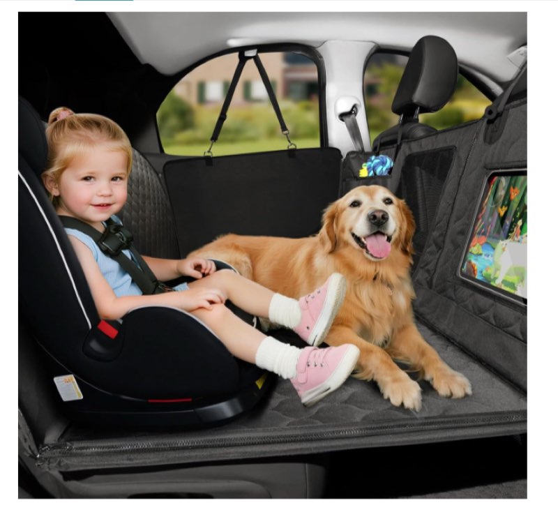 MIDOG Back Seat Extender for Dogs - Hard Bottom Dog Car Seat Cover for Back Seat,Dog Seat Cover Hard Bottom Holds 400lbs,Compatible with Child Seat,Perfect for SUV & Car(Black, L)