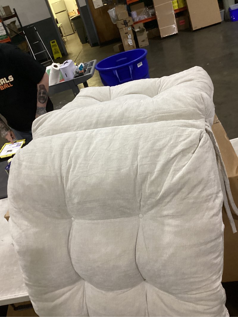 Condition photo showing As Is for (similar to )qilloway indoor/outdoor chaise lounge cushion,spring/summer seasonal all weather replacement cushions. (silver/grey)
