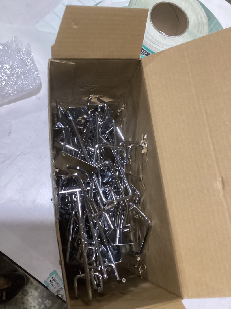 Condition photo showing Good Condition for Zonon 50 Pack 4 Inch Pegboard Scanner Hooks with Label Holder Price Tag Holders Galvanized Metal Peg Board Hooks for Retail Store Shop Supermarket Display Hanging Pegboard Wall Accessories