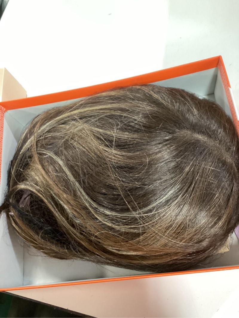 Condition photo showing Good Condition for gorgius brown highlight bob lace front wig glueless straight short wigs upgrade with human-hair-like sythetic hair pre cut pre plucked side part hairline 12 inch #ot41