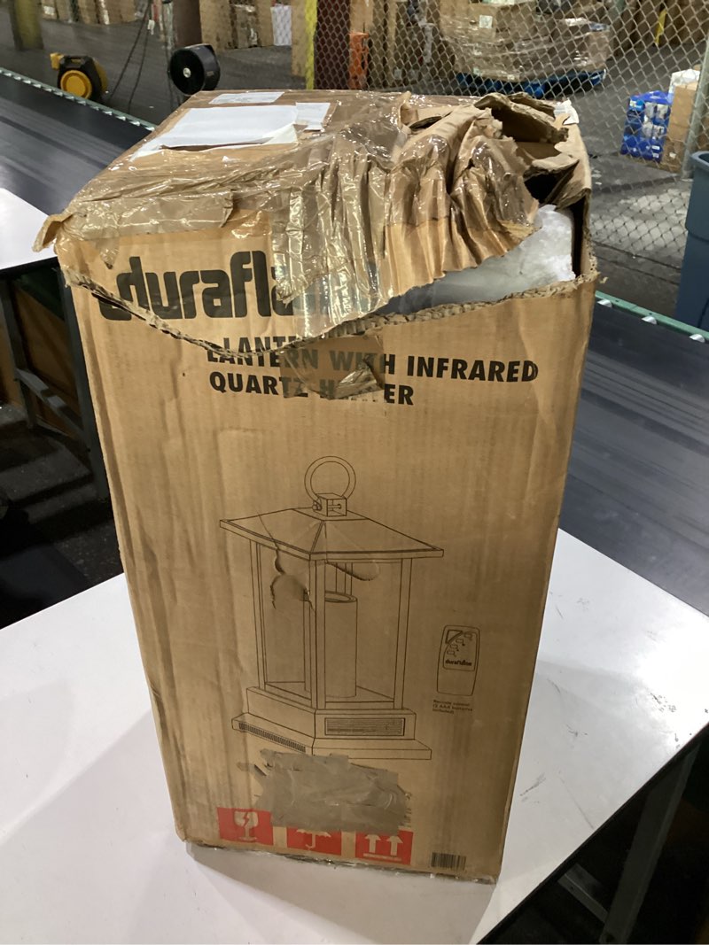 Condition photo showing As Is for **not tested**1,500-watt electric lantern infrared quartz space heater with remote control in black
