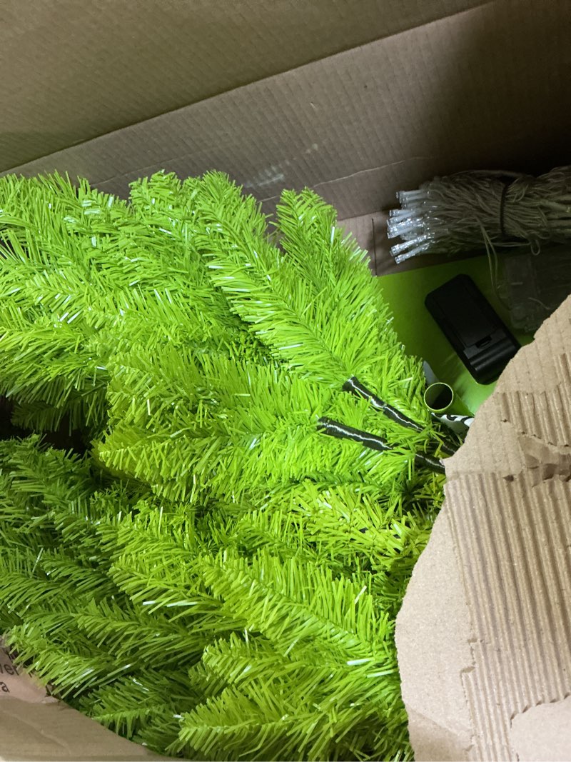 Condition photo showing Good Condition for 6FT Christmas Tree with Bendable Branches, Whimsical Tree Christmas Decorations Xmas Lime Green Christmas Tree with Timer Remote Control 150 LED Lights for Outdoor Yard Indoor Home