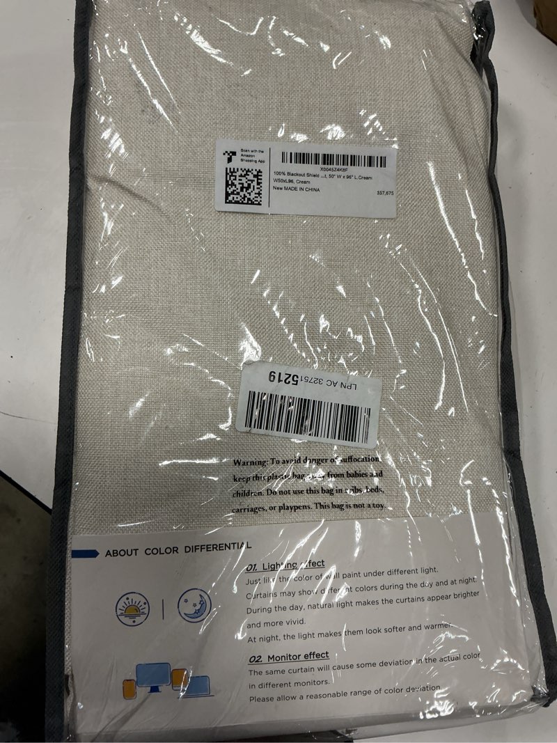 Condition photo showing Good Condition for linen textured total blackout curtains for bedroom 96 inches long, cream | 100% blackout shield, back tab/rod pocket living room drapes, thermal insulated blackout curtains 2 panels set, 50"w x 96"l