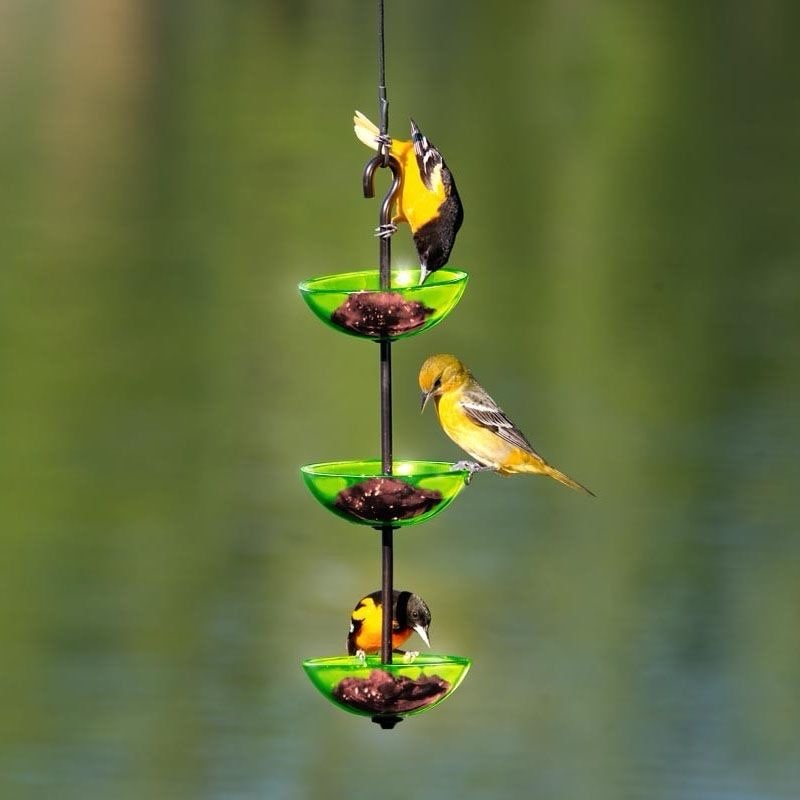 Mosaic Birds Triple Hanging Poppy Bird Feeder, 14.1-oz, Lime