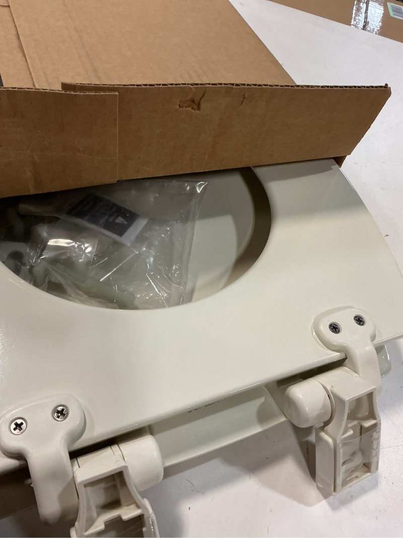 Condition photo showing Good Condition for mayfair cassel slow close toilet seat, easy clean, non slip premium wood seat, easy install, made in usa, elongated, biscuit seat elongated