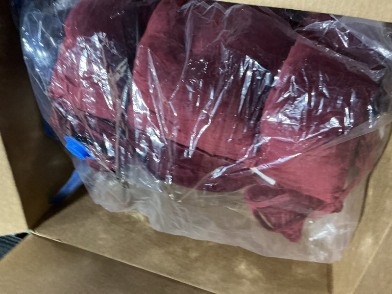 Condition photo showing As Is for ELFJOY Rocking Chair Cushion Large Rocking Chair Pads with Ties Premium Tufted High Back and Seat Cushion 2 Piece Set Burgundy Velvet-burgundy