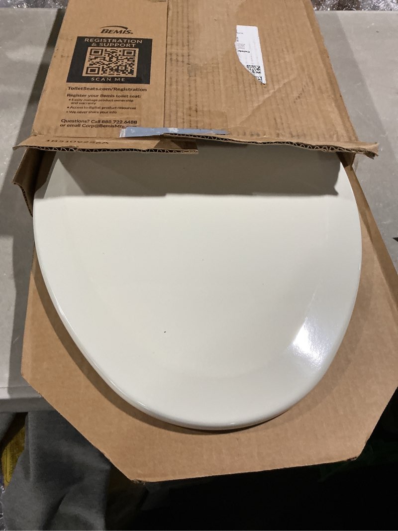 Condition photo showing As Is for bemis 7300slec slow close toilet seat, easy clean hinges and durable plastic seat, made in usa, elongated, white
