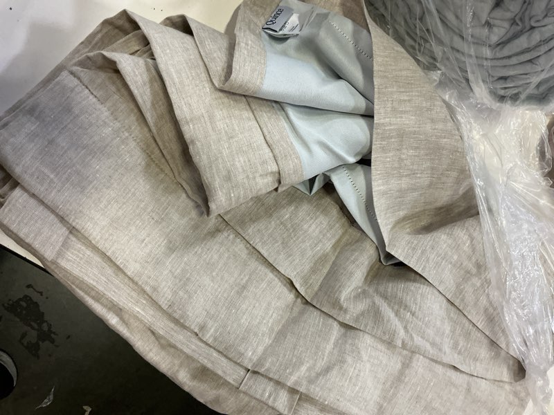 Condition photo showing Good Condition for european linen room darkening curtain, 48x108, flax