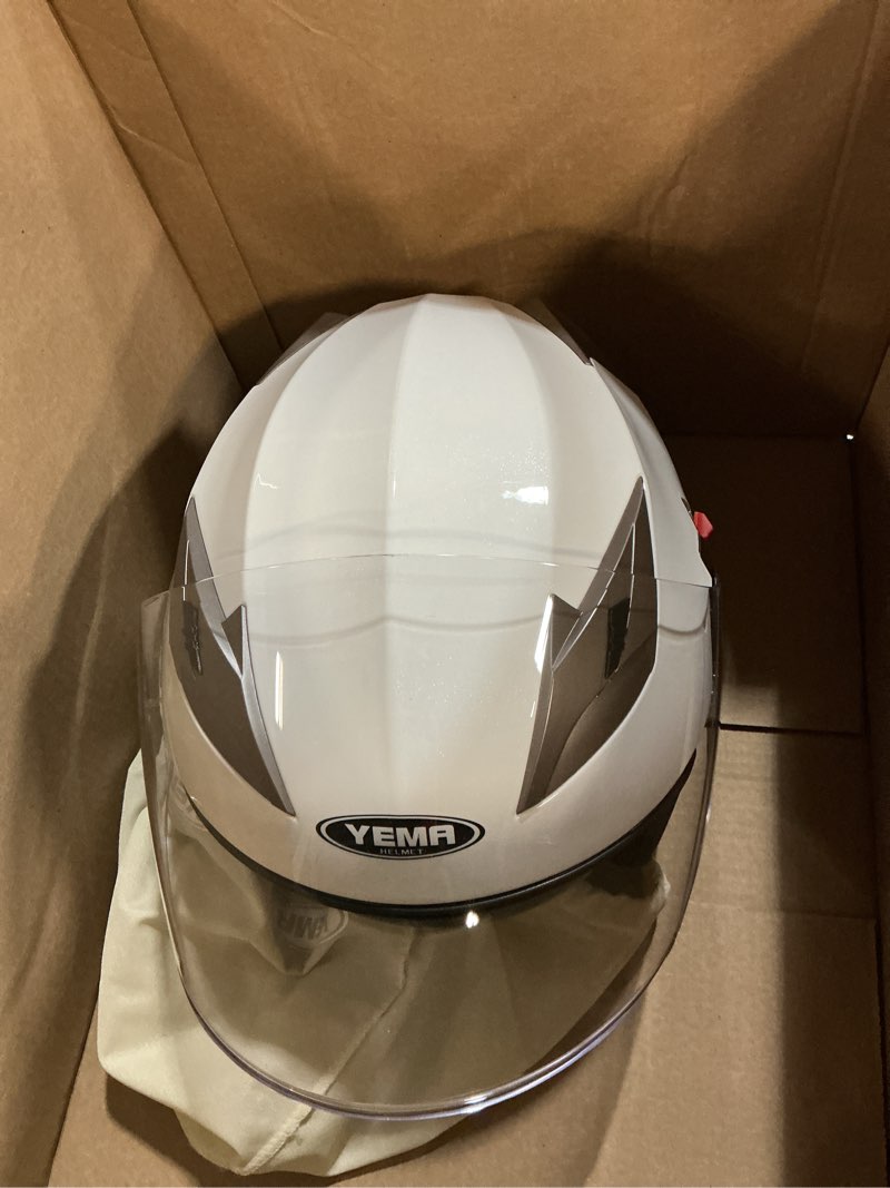 Condition photo showing Good Condition for YEMA Open Face Motorcycle Helmets, DOT Approved 3/4 Moped Helmet Dual Visor Quick Release Buckle, Helmets for Adults Motorcycle Men Women Helmets for Moped Scooter Streey White XX-Large