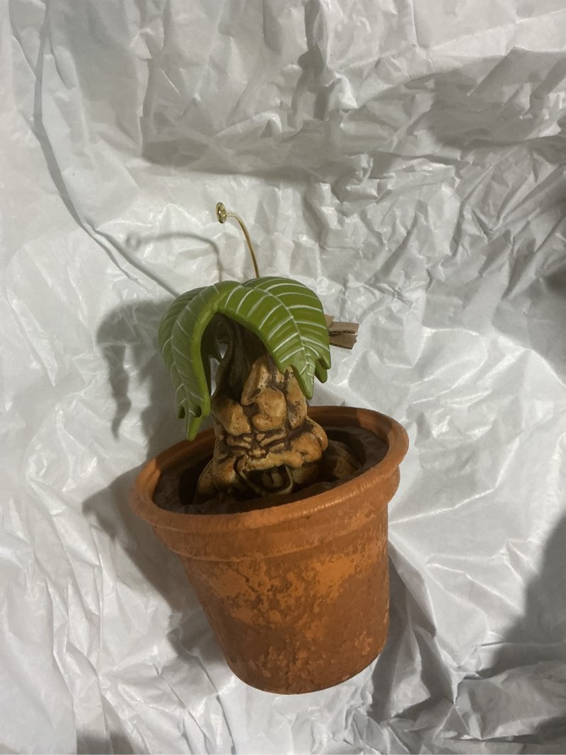 Condition photo showing Good Condition for hallmark keepsake harry potter christmas ornament, mandrake with sound potted mandrake