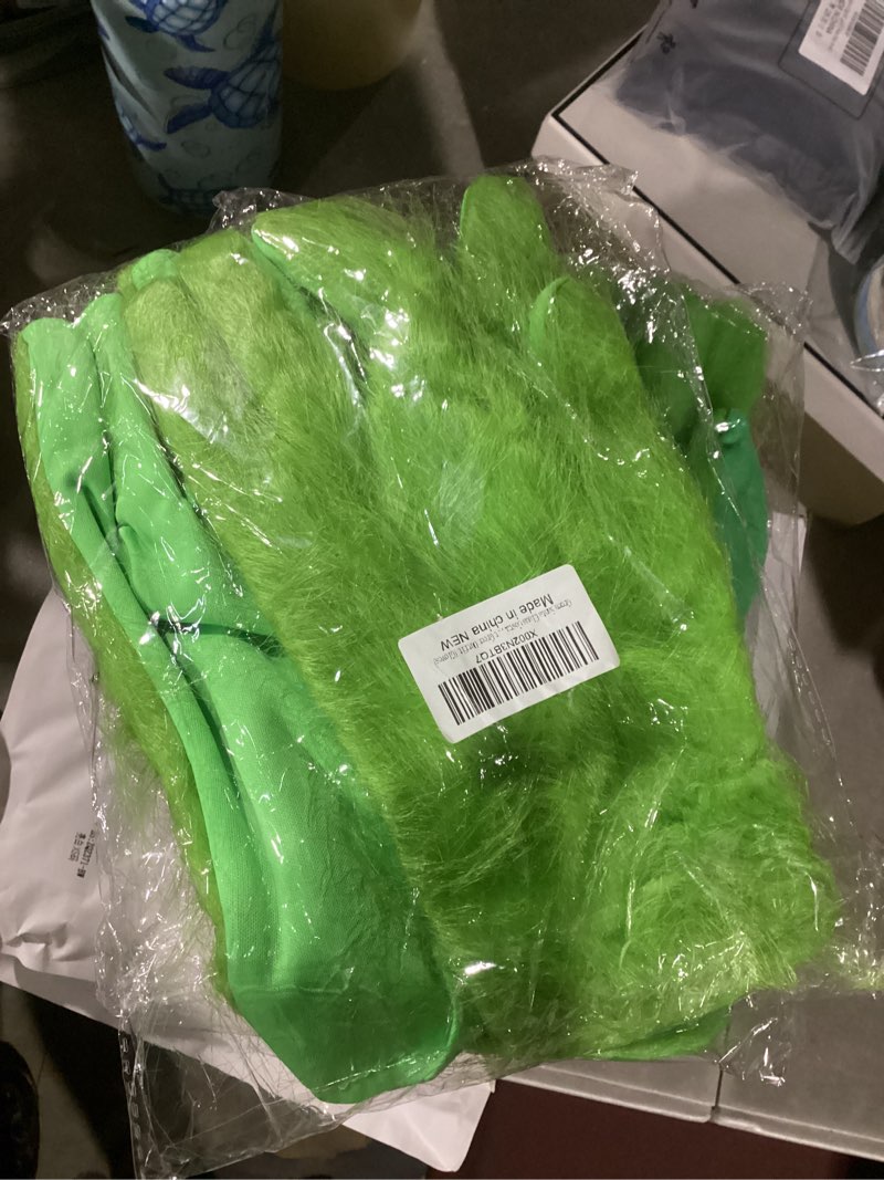 Green Santa Claus Costume for Men 1 pair Christmas Deluxe Santa Suit Green Outfit (Gloves)