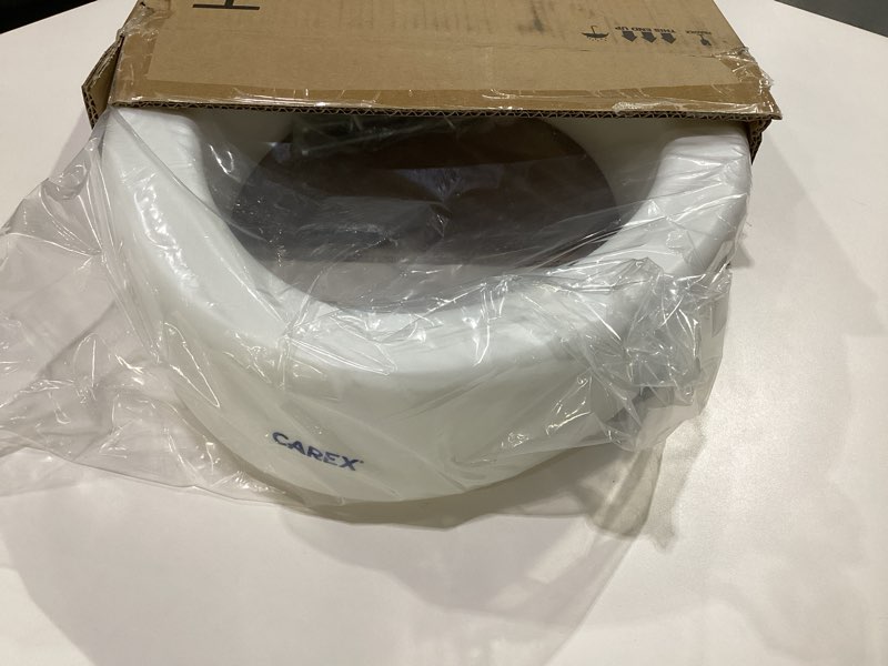 Condition photo showing New/Like New for Carex Toilet Seat Riser, Elongated Raised Toilet Seat Adds 3.5 inches to Toilet Height, for Assistance Bending or Sitting, 300 Pound Weight Capacity Toilet Riser