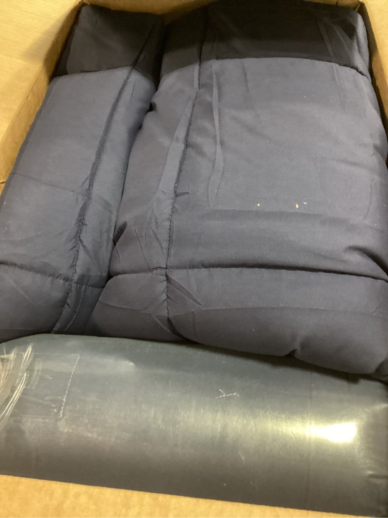 Condition photo showing As Is for Cosybay Down Alternative Comforter (Navy Blue, Full) - All Season Soft Quilted Full Size Bed Comforter - Duvet Insert with Corner Tabs - Winter Summer Warm Fluffy, 82x86 inches Full Navy Blue