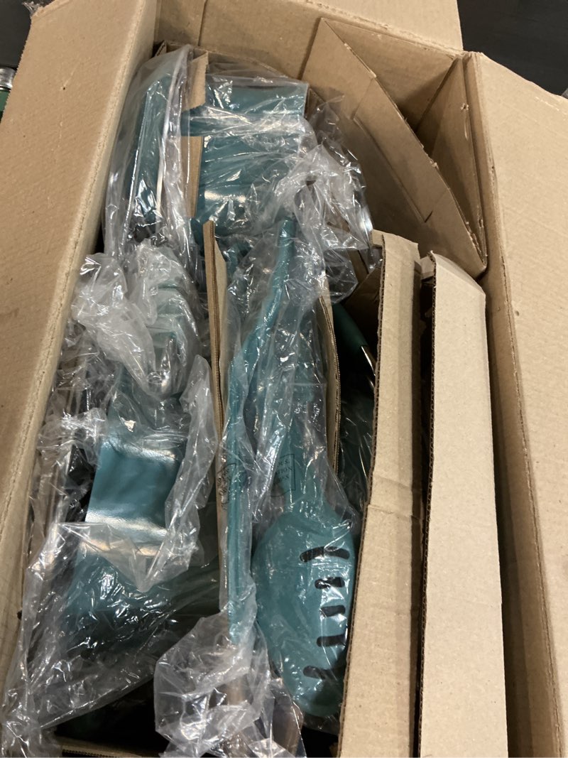 Condition photo showing New/Like New for Rachael Ray Cucina Nonstick Cookware Pots and Pans Set, 12 Piece, Agave Blue Agave Blue 12 Piece Porcelain Enamel