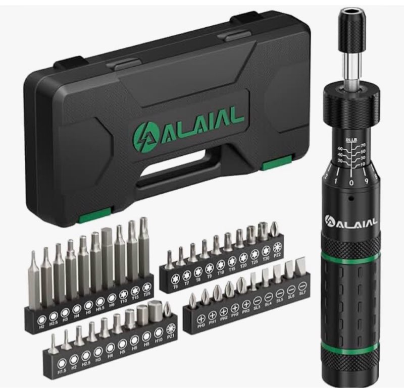 ALAIAL Torque Screwdriver Set 10-70 in-lb, Adjustable Inch-Pound Torque Driver Kit with S2 Steel Bit