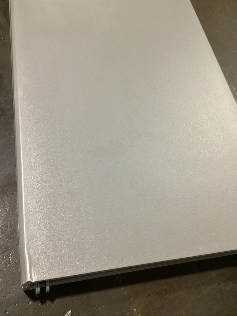 Condition photo showing As Is for possibly used cosco gray fold-in-half resin rectangle indoor/outdoor folding banquet table