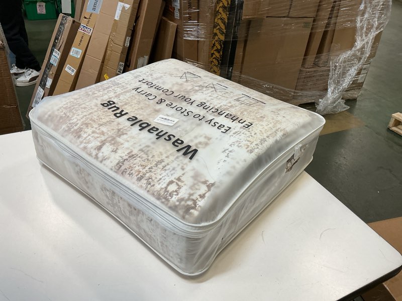 Condition photo showing New/Like New for IOHOUZE RUGS ABSTRACT AREA RUG  BEIGE AND BROWN