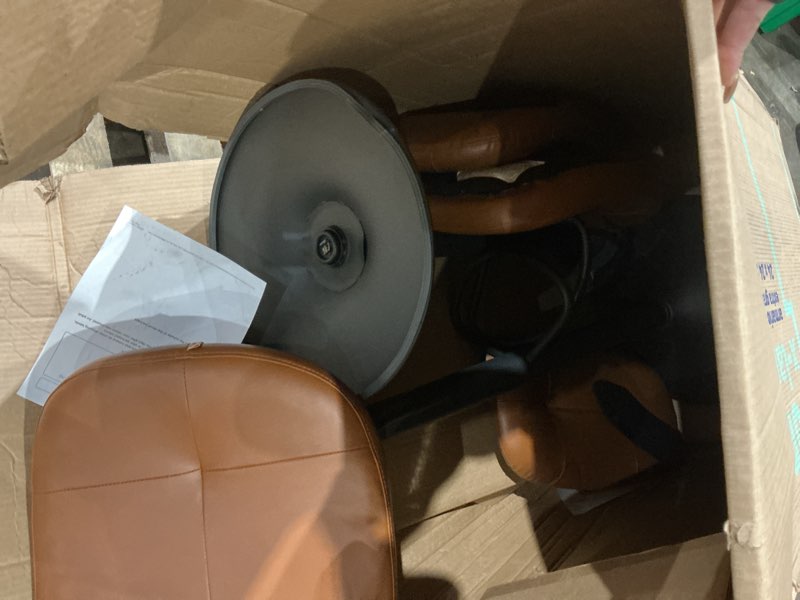 Condition photo showing As Is for vasagle bar stools set of 2, height adjustable kitchen barstools, swivel bar chairs with back and footrest, quilt pu leather surface, dining room, counter, steel, caramel brown uljb150k101s caramel brown set of 2