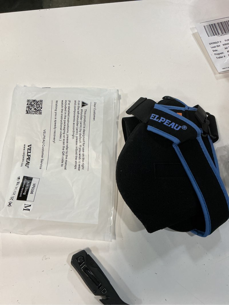 Condition photo showing As Is for velpeau arm sling shoulder immobilizer for women and men, fit left or right arm - rotator cuff support brace -medical sling for shoulder, clavicle, elbow injury (comfort type, medium: bust 29.5?-33.5?) medium comfort version