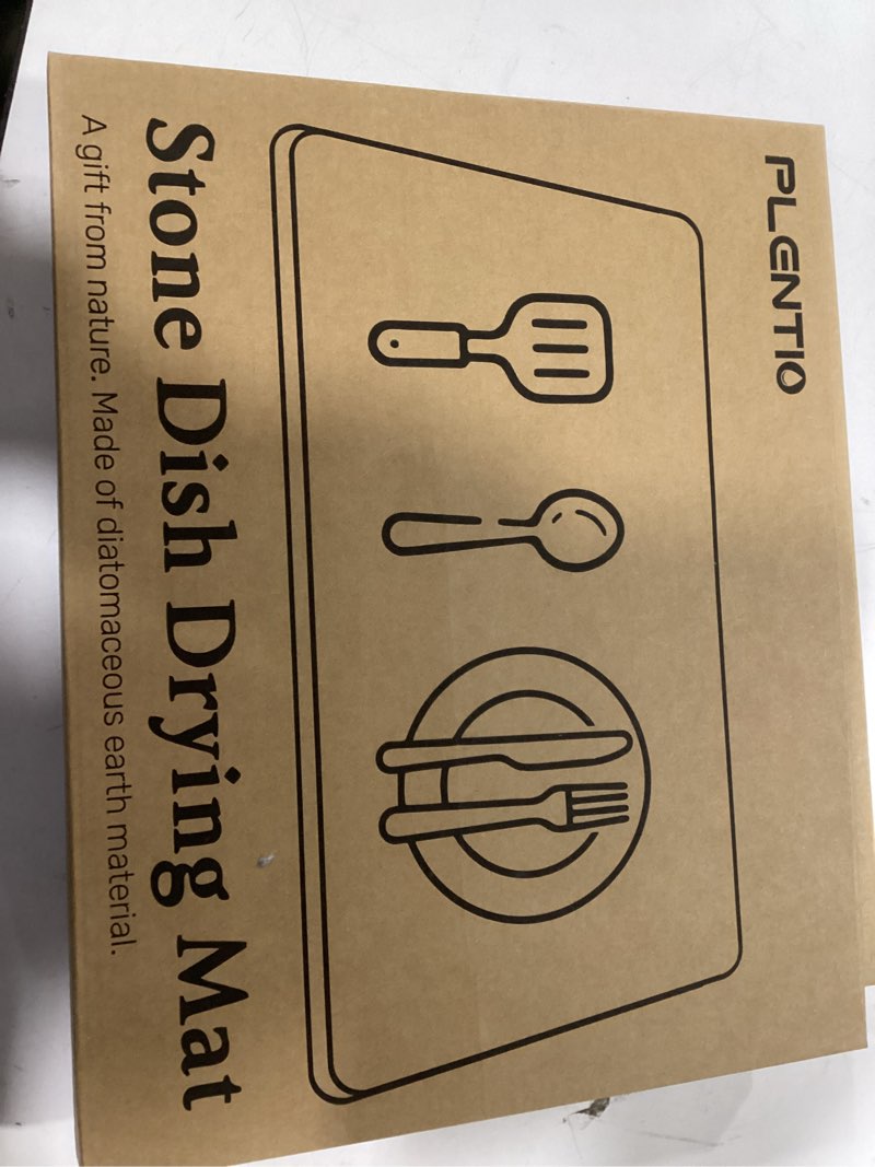 Condition photo showing New/Like New for Foldable Stone Dish Drying Mat for Kitchen Counter, Double-Layer Absorbent Drying Pad, Fast Water-Absorbing & Quick Dry, Non-Slip Counter Mat for Dishes, Cups, Bottles, 24.5" x 16" Light Gray