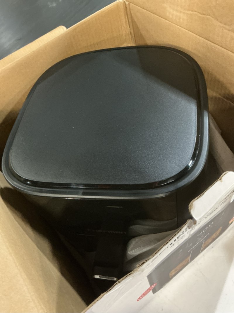 Condition photo showing Good Condition for chefman air fryer – 4 qt compact airfryer for quick & easy meals, features hi-fry technology for extra crisp, easy-view window, touch controls with 4 presets, nonstick & dishwasher safe basket - black