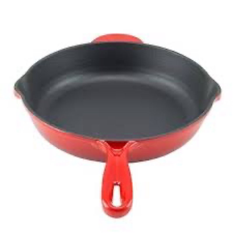 Zelancio Enamel Cast Iron Skillet 10 inch Oven Safe Smooth Surface Fry Pan. Perfect for Steak, Fajitas, Eggs, and So Much More! (Cayenne Red)