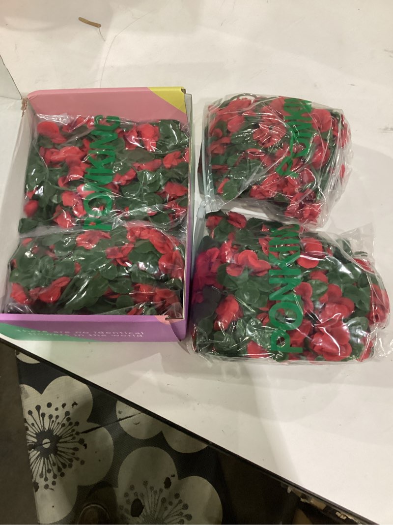 Condition photo showing Good Condition for ponking 8 pcs x 8.2 ft flower garland artificial rose vine flowers with green leaves hanging fake roses vine for room party home wedding birthday christmas wall arch decor, spring red flower spring red 8pcs, 1.5" rose flowers 8.2ft vines