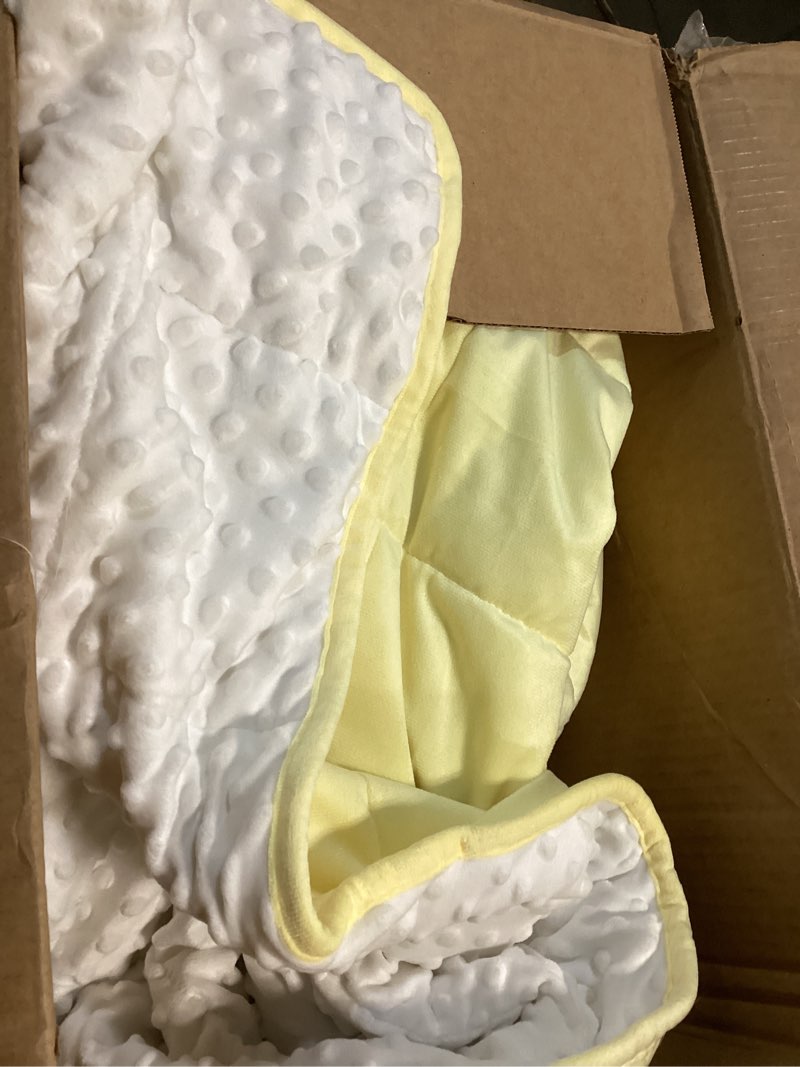 Condition photo showing As Is for ALANSMA Reversible Weighted Blanket for All Season, Luxury Velvet, Warm and Cool, Adult 10Lb Yellow Weighted Blanket, Enjoy Sleeping Anywhere(Light Yellow,48"x72" 10lb
