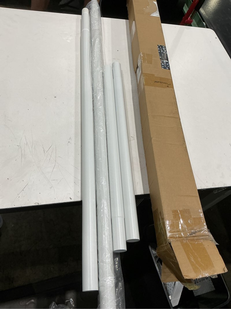 Condition photo showing As Is for mexau white tension curtain rods 41-146 in extra long outdoor patio curtain rods no drilling adjustable heavy duty tension rods for windows bathroom living room curtains, rod diameter 1.26in 41-146in-1 pack white (incomplete )
