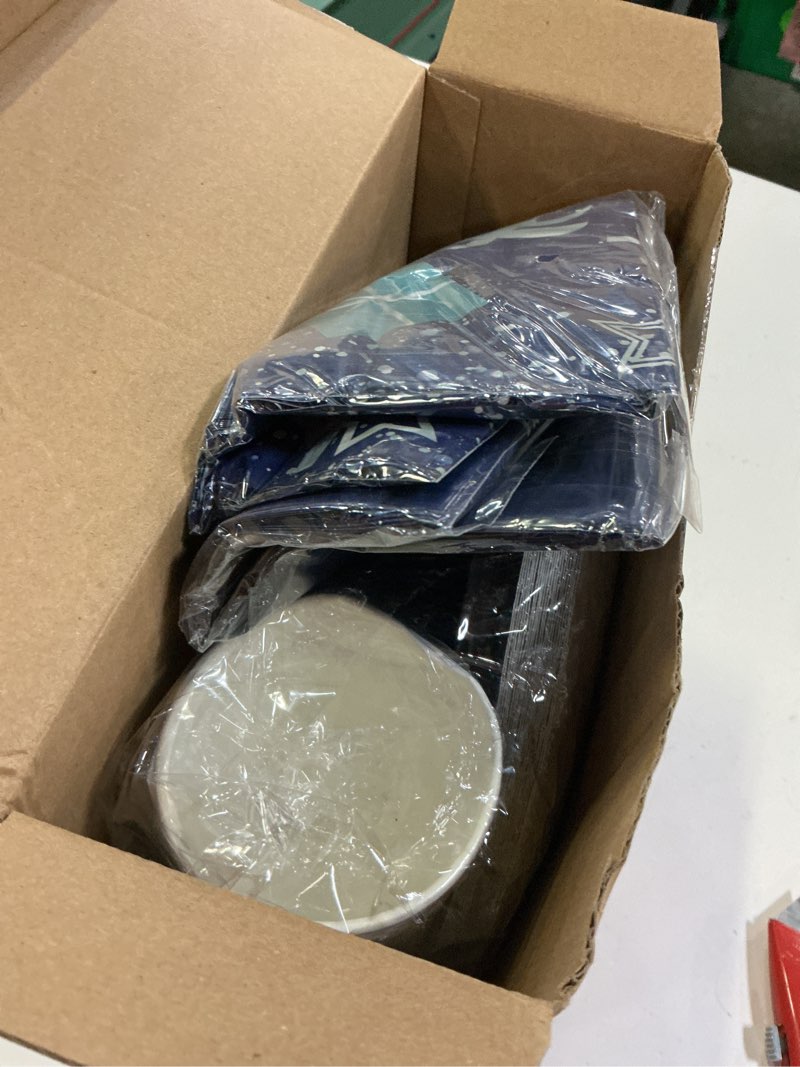 Condition photo showing New/Like New for pajean blue and silver happy birthday party tableware set navy blue birthday decoration for men banner and tablecloths plates cups napkins dinnerware for 24 guests party supplies