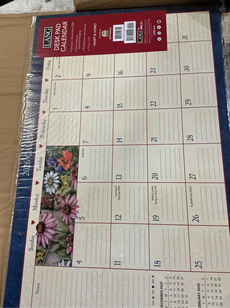 Lang, Heart and Home 2026 Desk Pad, 11'' X 17'', 12-Month Calendar with Stapled Binding