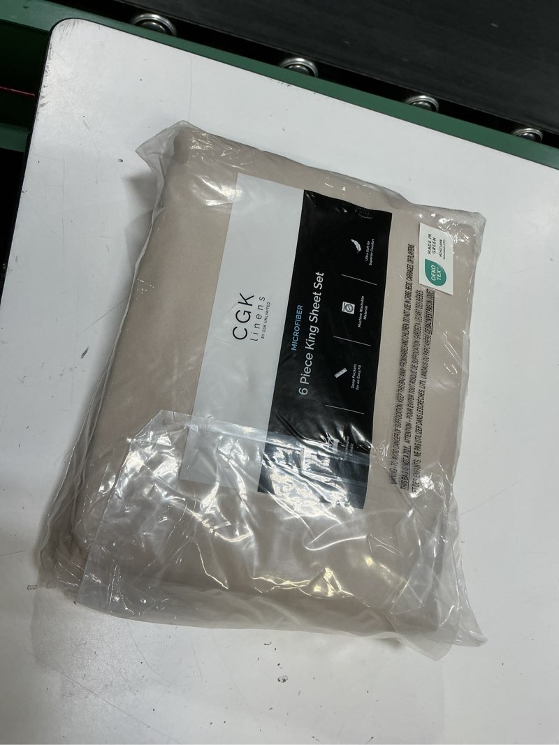 Condition photo showing Good Condition for king 6 piece sheet set - comfy breathable & cooling - ultra soft hotel luxury bedding set with 8-16 inch deep pockets - 1 flat & 1 fitted sheet & 4 pillowcases - cozy, wrinkle free & easy care - cream 12 - cream king