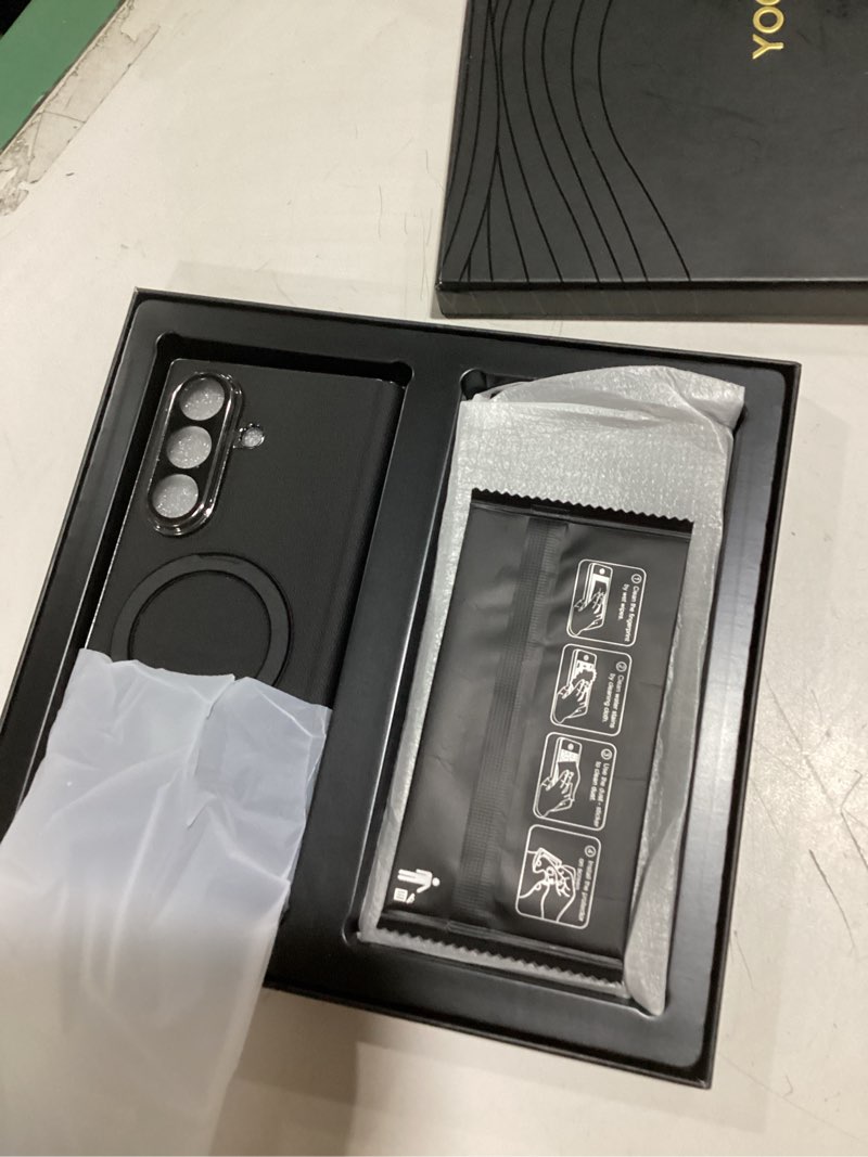 Condition photo showing New/Like New for magnetic for samsung galaxy z fold 7 case luxury leather [hinge protection] built-in [ privacy screen protector] [fit for magsafe] zfold 7 case with kickstand & ring holder black for samsung galaxy z fold 7 privacy black