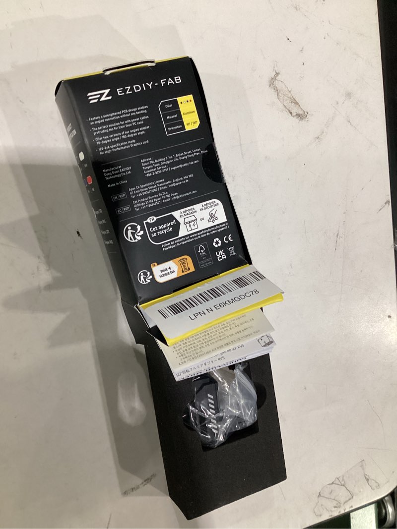 Condition photo showing Good Condition for ** not tested ** ezdiy-fab pcie 5.1 adapter - 600w 12+4pin,16pin 12vhpwr gpu power connector,12v-2x6 gpu adapter,90 degree right angle - compatible with rtx 3090ti, 4070ti, 4080, 4090 gpu -std type, black, 1 pack std-black