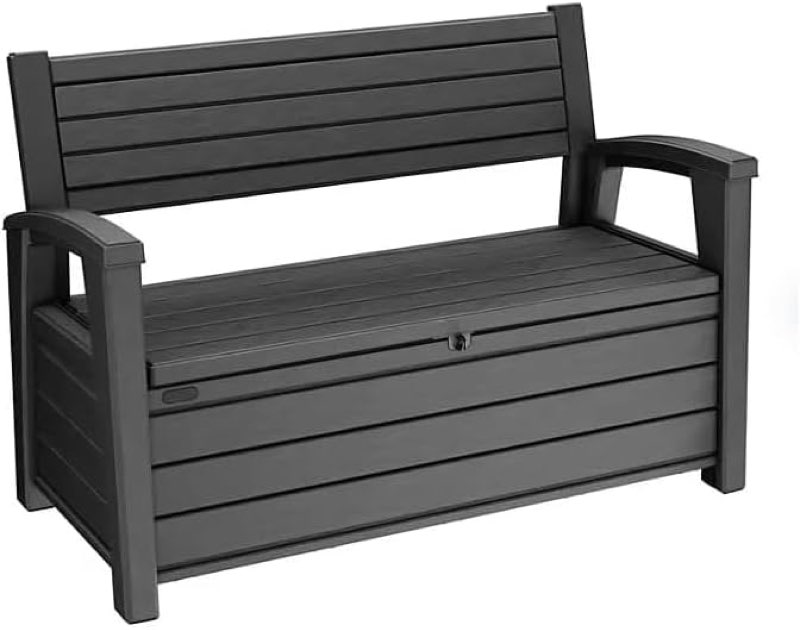 outdoor hudson plastic storage bench, graphite gray (graphite gray)