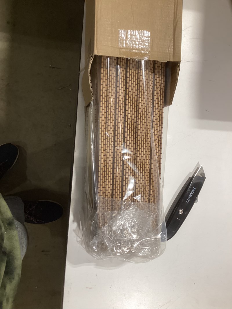 LazBlinds No Tools No Drill Cordless Bamboo Roman Shades, Light Filtering Window Treatment, Roll Up 