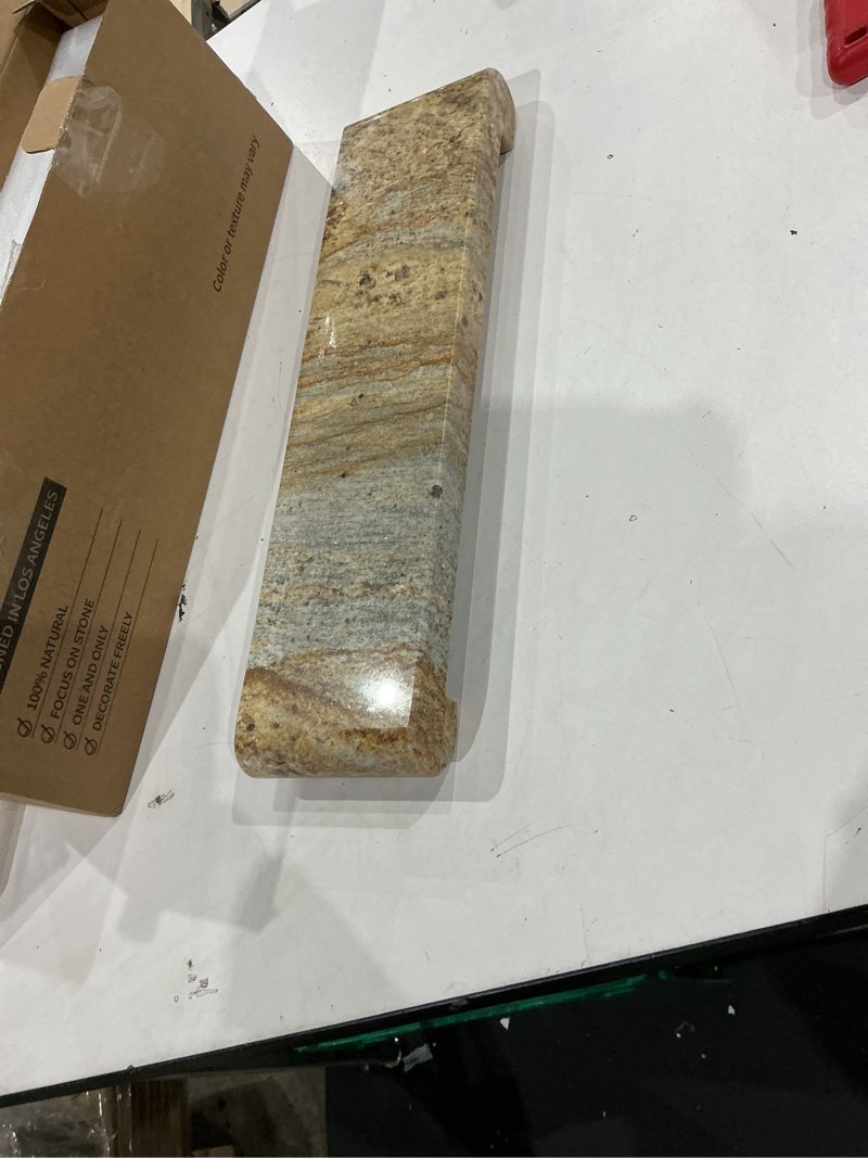 Condition photo showing New/Like New for natural marble tray marble pedestal stand for kitchen counter, bathroom, home decor, small plant tray 4.02" x 15.98" soap dish holder for jewelry, vanity, counter luxury decorative tray (kashmir gold)
