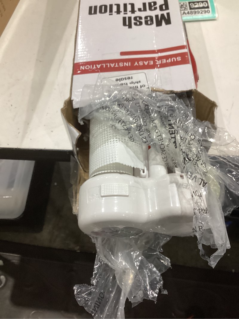 Condition photo showing New/Like New for 20 inches tall retractable dog gate to step over, short pet gate for doorways, extends up to 55" wide, step over puppy gates for the house mesh doggie gates small dog gate indoor outdoor (white) white reinforced 20" tall x 55" wide