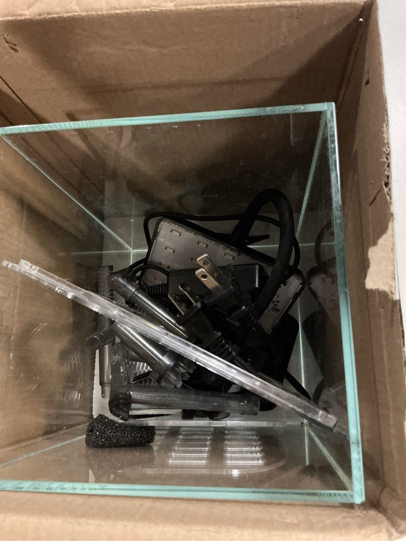 Condition photo showing As Is for Ultra White Glass Betta Aquarium Starter Kits 1.5 Gallon Small Fish Tank, Betta Fish Tank with LED Light, Power Filter, 4mm Glass