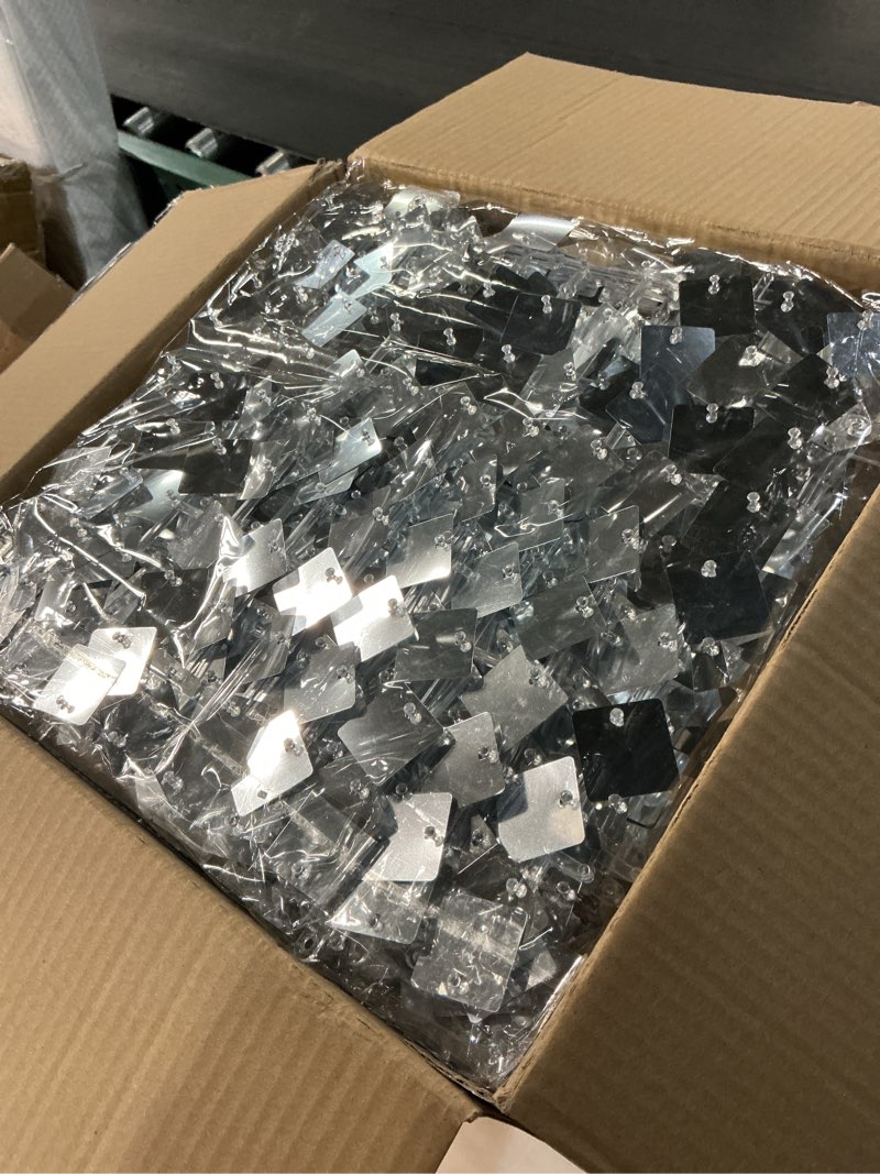 Condition photo showing Good Condition for shimmer wall backdrop silver square sequin wall panel backdrop decor for wedding, anniversary, birthday, party, 36 panels 36 pcs silver