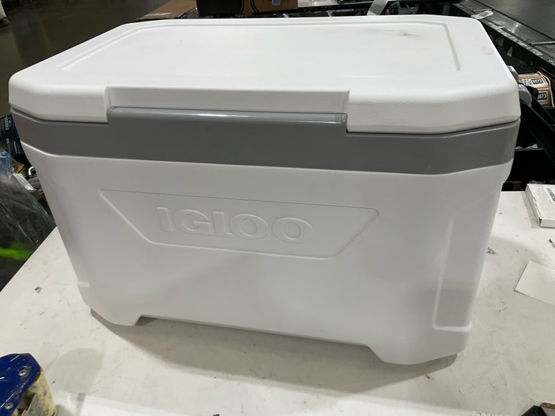 Condition photo showing As Is for igloo profile ii 78 cans/50 qt hard-sided cooler - white