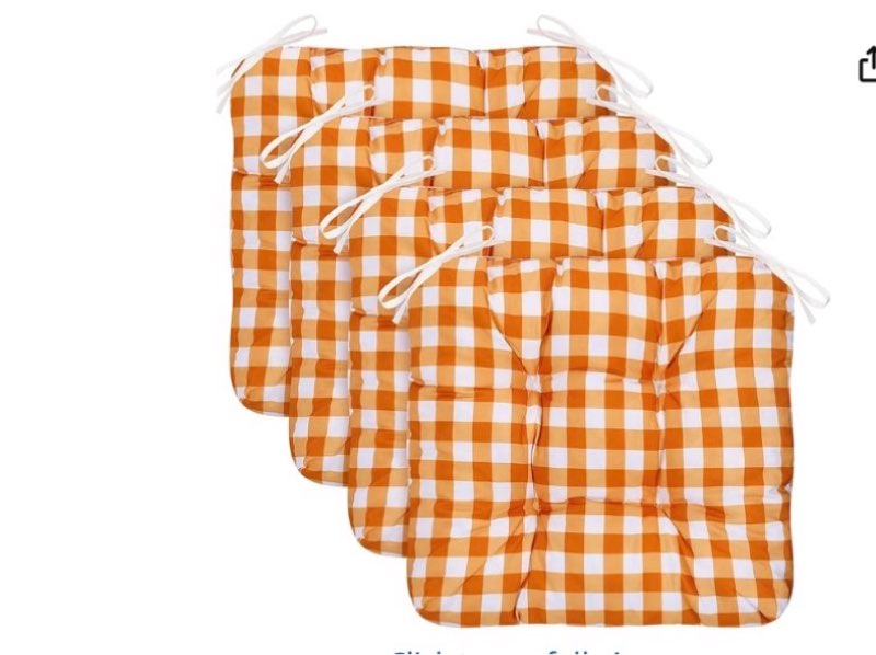 Geetery 4 Pack Chair Cushions for Dining Chair Kitchen Seat Pads with Ties Buffalo Plaid Soft Comfy 