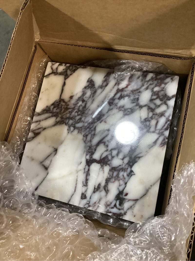 Condition photo showing Good Condition for Luxury Marble Side Table,Square End Table for Modern Sofa and Bed, Living Room, Sofa, Bedroom?Calacatta Viola? 11.8"L x 11.8"W x 19.6"H Calacatta-viola