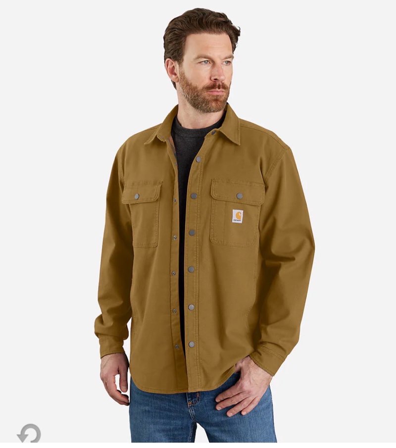  Size XL RUGGED FLEX® RELAXED FIT CANVAS FLEECE-LINED SHIRT JAC