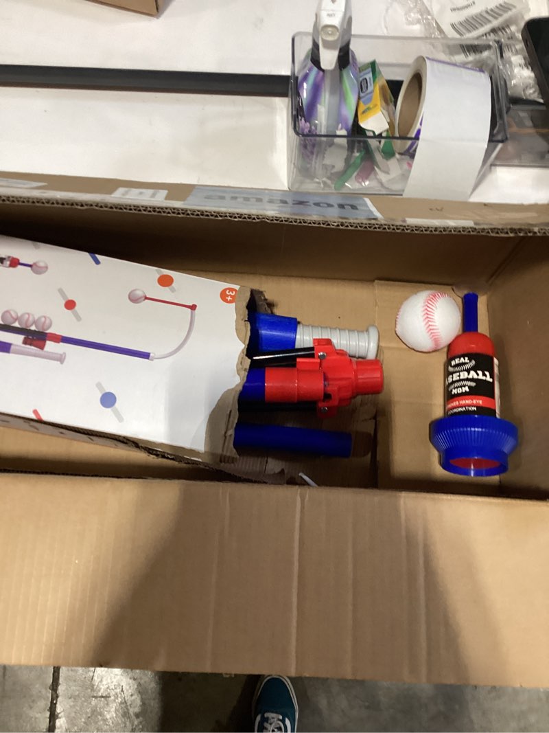 Condition photo showing Good Condition for HYES 3-in-1 Baseball Set for Kids 3-5 - Tee Ball Stand, Hanging Tee, Ball Launcher and 6 Softballs - Adjustable Height, Indoor/Outdoor Sport Gifts for Boys Girls, Blue 3in1-blue